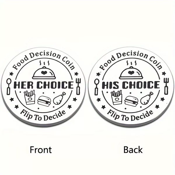 Cross-Border Hot-Selling Stainless Steel Keychain Couple Decision-Making Coin Creative Engraved Food Selection Commemorative Gift Pendant