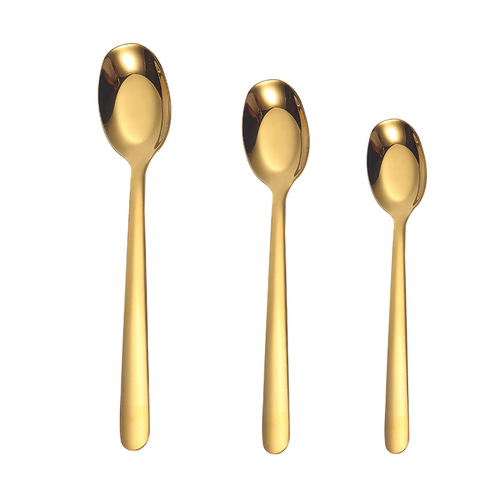 304 stainless steel flat spoon thickened children's eating spoon spoon spoon household golden spoon gift wholesale