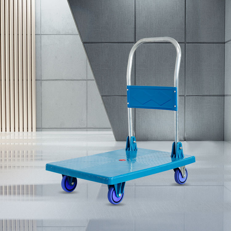 手推车便携折叠 静音脚轮家用超市搬运货物手推工具车 静音平板车