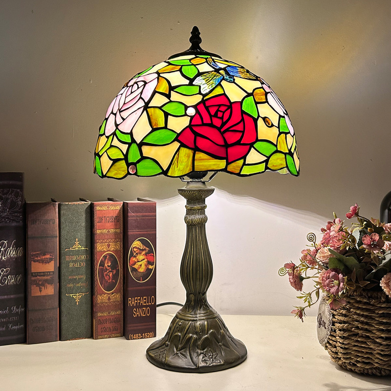 Huijing Tiffany Lamp European Pastoral Style American Standard Flower Dragonfly Pattern Hall Table Cabinet Decoration High-End Table Lamp Huijing Tiffany Lamp European Pastoral Style American Standard Flower Dragonfly Pattern Hall Table Cabinet Decoration High-End Table Lamp