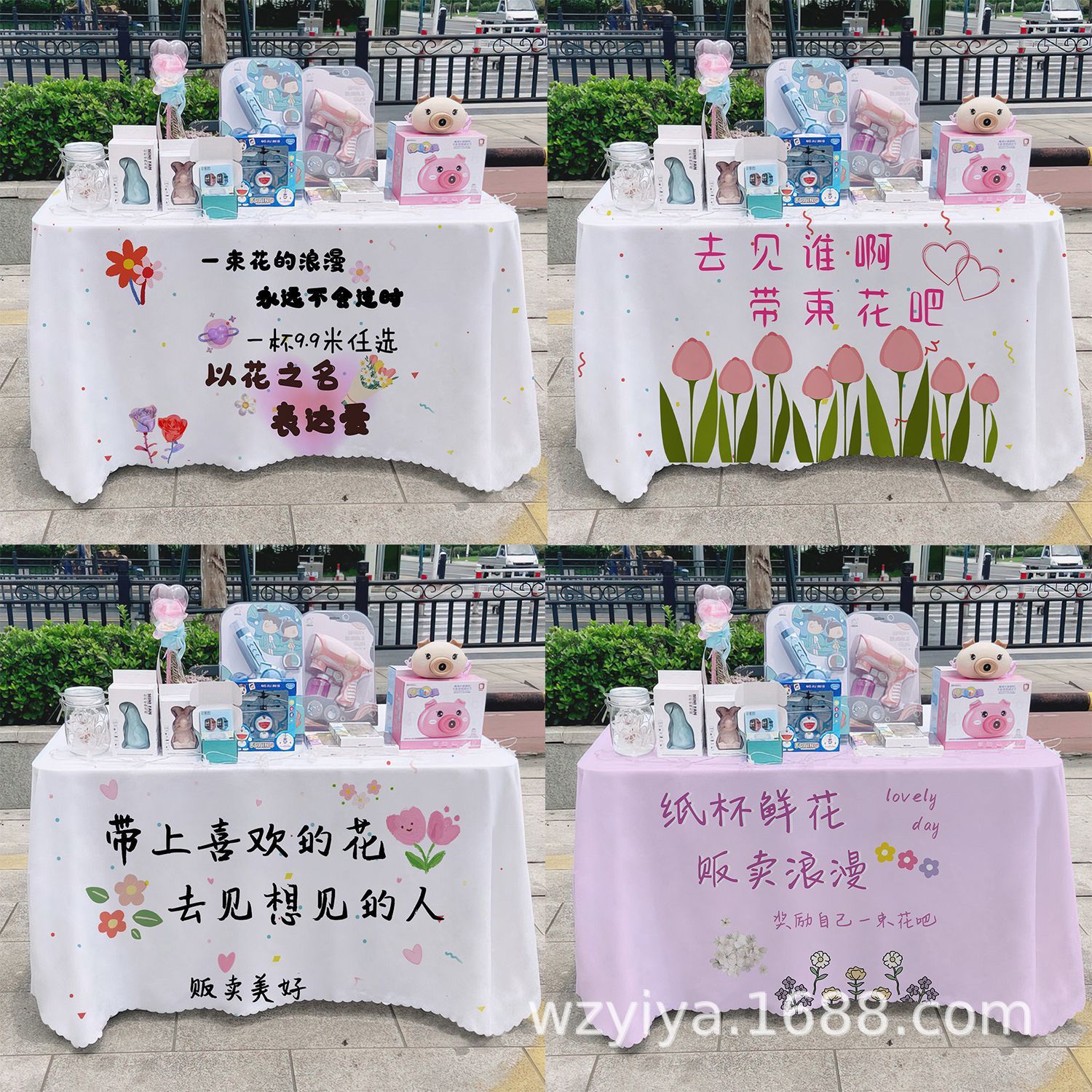 Venta de flores publicitarias publicidad mercado nocturno puestos de mesa tela carro mesa tela tela de mesa acera