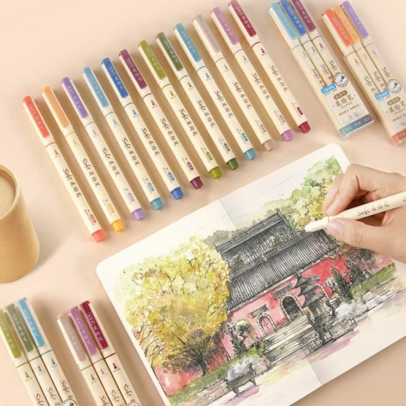 ソフトペイントカリグラフィーペン、中国風、新しい中国色、ソフトペイントペン、絵画フックラインペンのフルセット、アート練習書道、学生絵画落書き|undefined