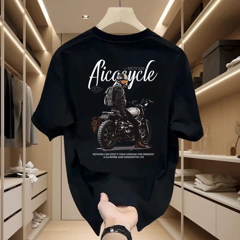 Американский модный бренд, цветная футболка с круглым вырезом и короткими рукавами, с принтом букв на спине, мужская летняя футболка с круглым вырезом и ртом, Свободный Топ до локтя