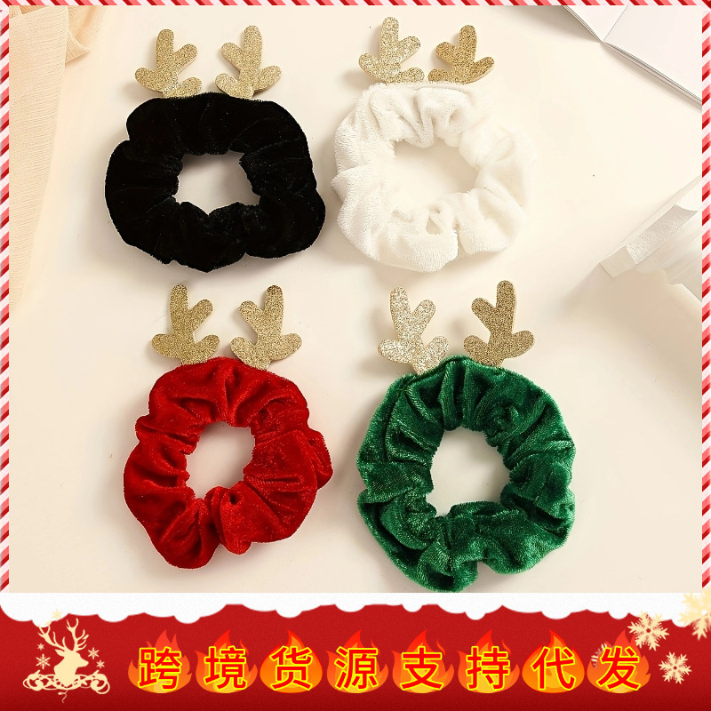 国境を越えたアマゾンの売れ筋クリスマスヘアアクセサリー新しい高弾性ポニーテール女性のかわいいベルベットヘアゴムヘアロープ|undefined