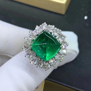 9K material 8.6 karat cultivation emerald with GRC certificate high carbon diamond ring pendant dual-use hot sale