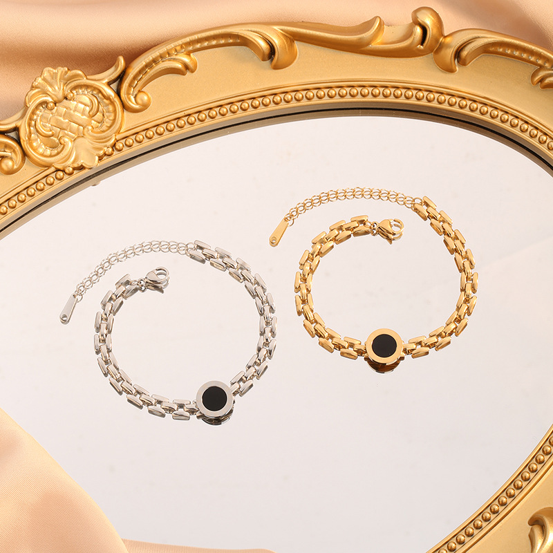 Van Siya New Roman Numerals Strap Titanium Steel Bracelet Handmade Chain Fashion Foreign Trade Net Red Supply Cross-border Jewelry