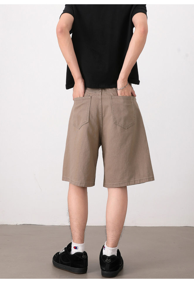 Quần short nam dáng rộng ống đứng, quần lửng phong cách Hàn Quốc, mặc hằng ngày — Màu be, Màu kaki, Màu nâu cà phê, Xanh Pháp Công chi tiết 10