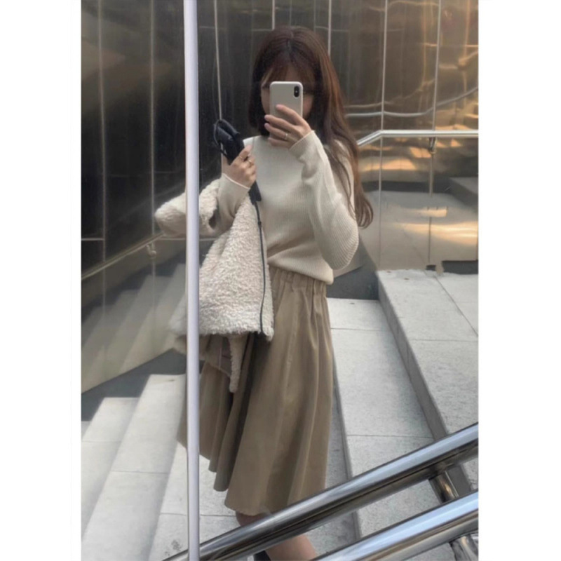 春夏フレンチレトロ弾性ハイウエスト多用途カジュアルAライン大きいサイズスカートレディースチュチュスカートプリーツスカート|undefined