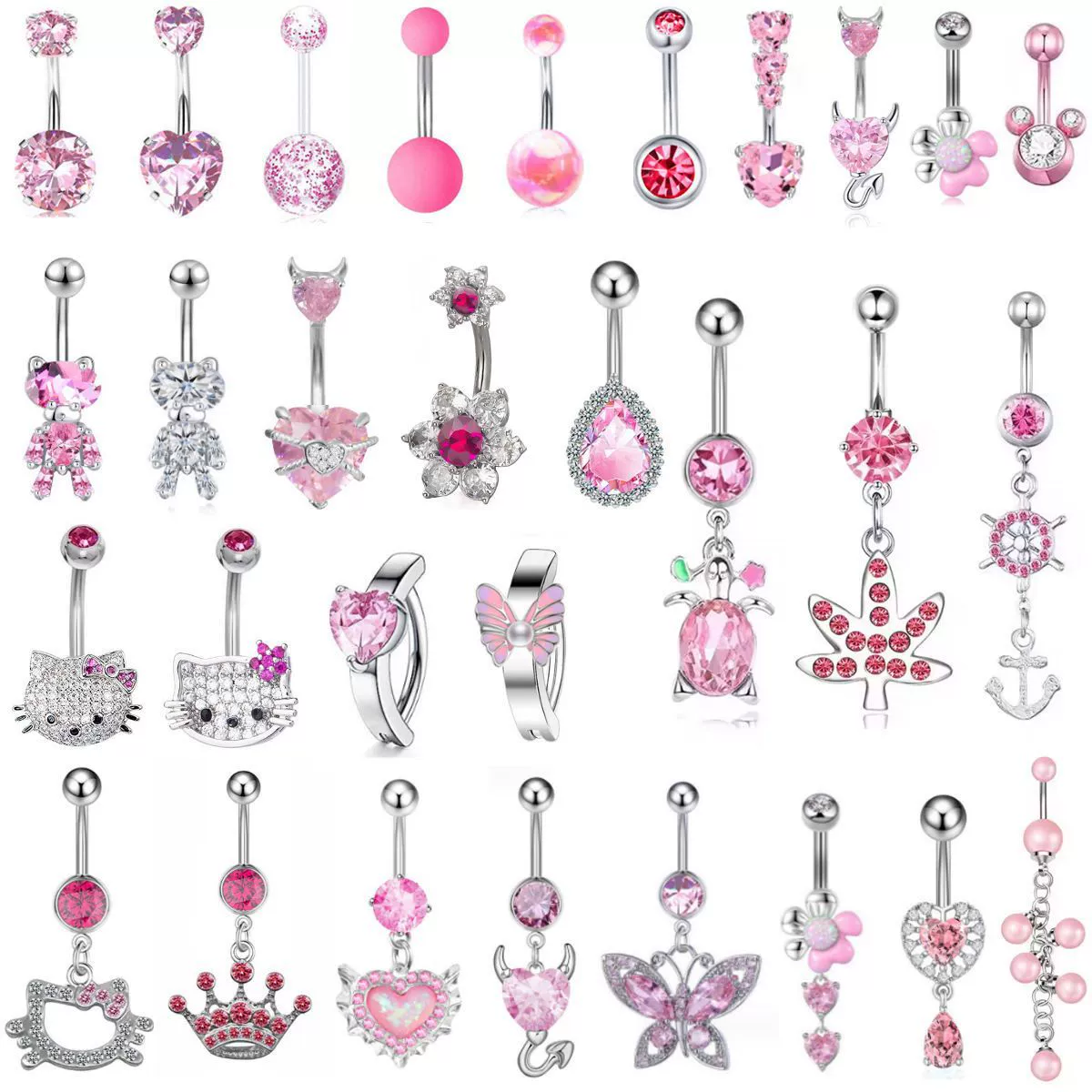 Европейский и американский хит продаж, кольцо для пупка, пирсинг, розовый пупок для танца живота, сексуальный пупок из нержавеющей стали, ногти для пупка, оптовая продажа