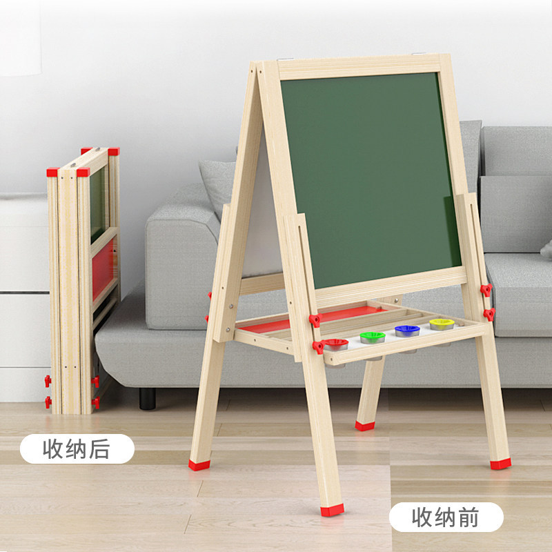 Uno de dos pasos tablero de dibujo para niños de madera maciza tablero de escritura magnético pizarra tablero de dibujo educación temprana tablero de graffiti ajustable al por mayor