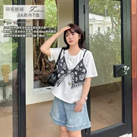 Aiyuan, новая летняя женская модная лоскутная футболка больших размеров с принтом, состоящая из двух частей, 9001.