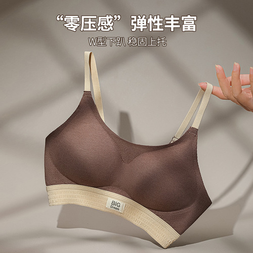 Skin-friendly threaded seamless underwear for women without rims, small breast push-up, fashionable casual sports anti-sagging lightweight bra