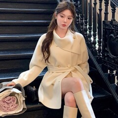 富家千金小香风毛呢外套女秋冬季感超好看小个子气质毛呢大衣