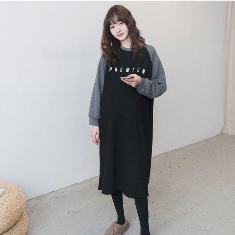 Chubby Girl extra large size women's clothing dress pregnant women 1.00 kg-150.00 kg is western style slimming belly covering mid-length T-shirt dress loose