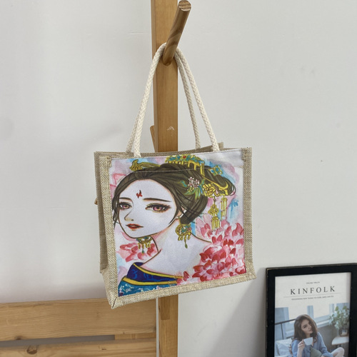 Fashionable cotton and linen small bags, class snacks, portable shopping bags, Internet celebrity retro  new women's bags