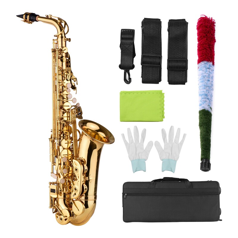 Cross-Border Hot-Selling Source Manufacturer Lowered E-Tone Golden Alto Saxophone Wind Instrument Adult Professional Examination Instrument
