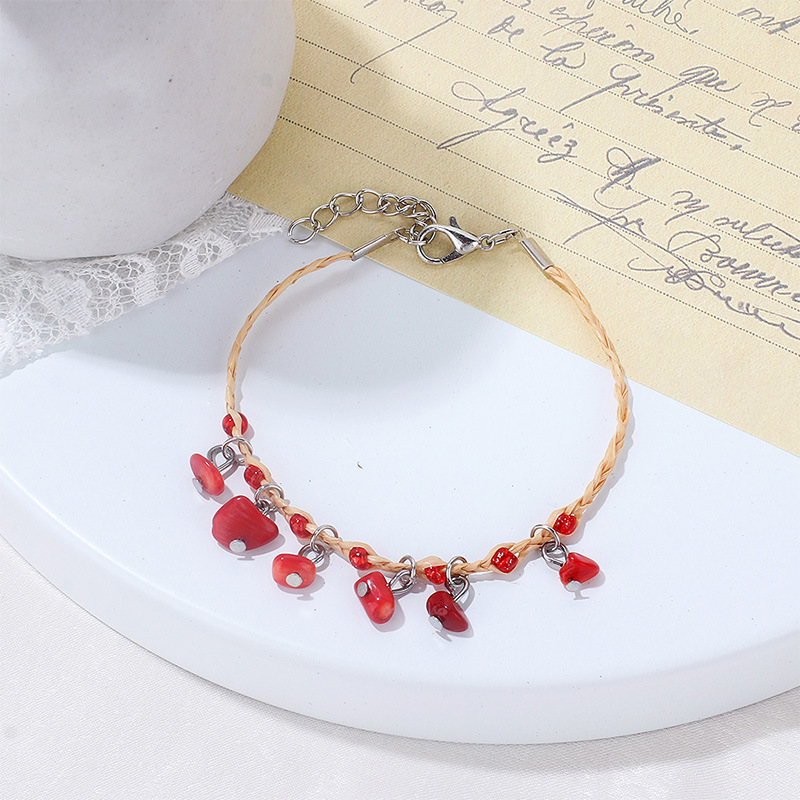 Ethnic Style Geometric Straw Knitting natural stone Bracelets