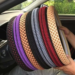 新発売の人気商品、汎用ハンドルカバー、織り感が良い、アイスシルク素材、車用ハンドルカバー、四季対応、耐摩耗性、吸汗性、代行発送