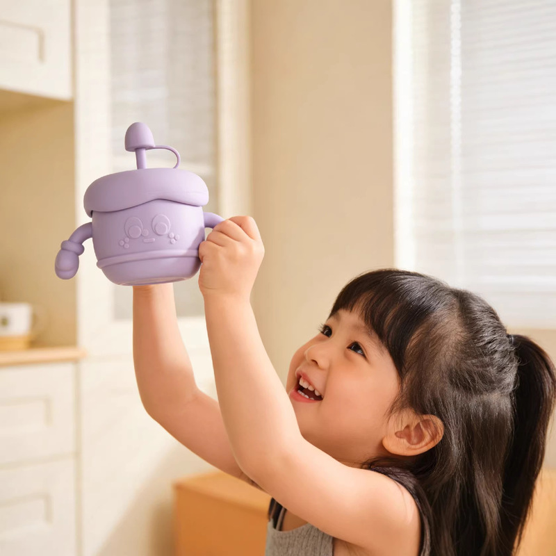 Dumo Boxer Baby Silicone Learning Drinking Cup for Children with Lid, Leak-Proof Straw Cup, Cute and Anti-Fall Cup