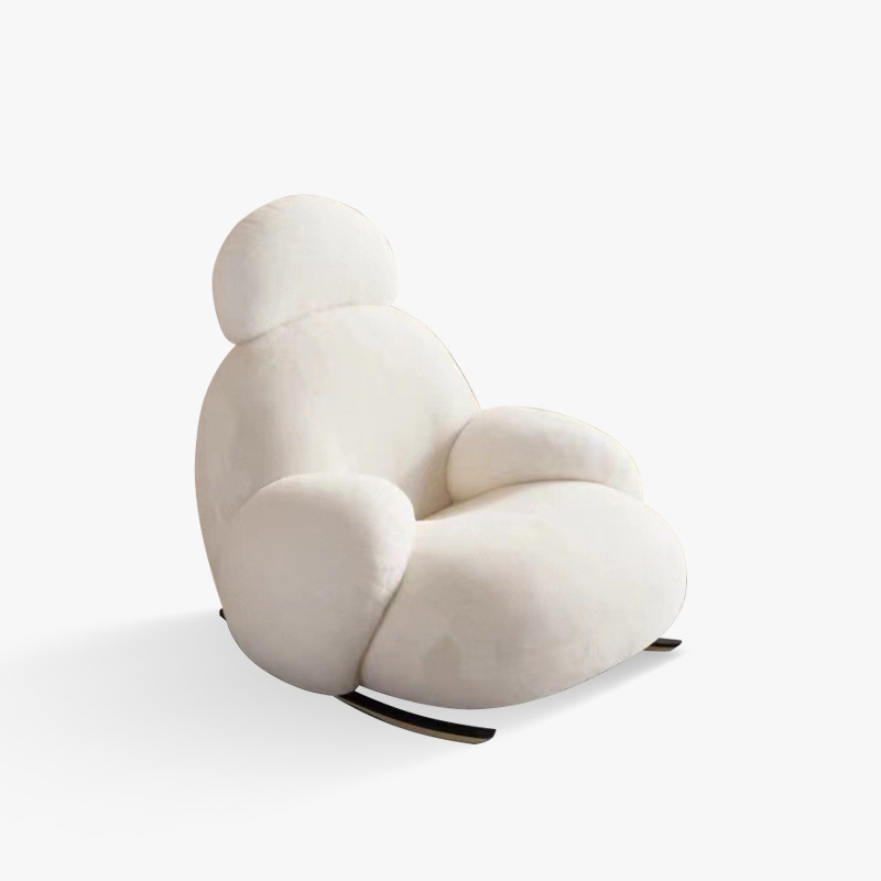 奶油風大白搖搖椅網紅設計師款客廳臥室陽台單人沙發懶人休閒躺椅