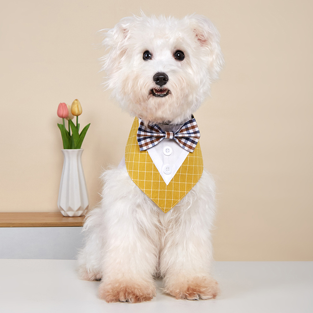 TANPOPO transfronterizo nuevo estilo británico trajes de boda mascotas toallas de saliva velcro toallas bufandas