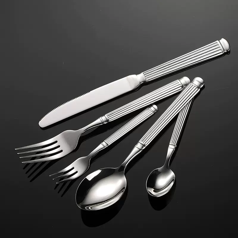 埃恩410不锈钢薄款罗马柱系列西餐刀叉勺亚马逊套装餐具礼品5主件