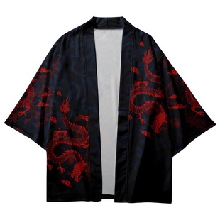 2023 Summer Kimono Cross BorDer Illustration 3D PrinteD Three-point Shirt Taoist Robe CarDigan Loose Men Haori Delivery