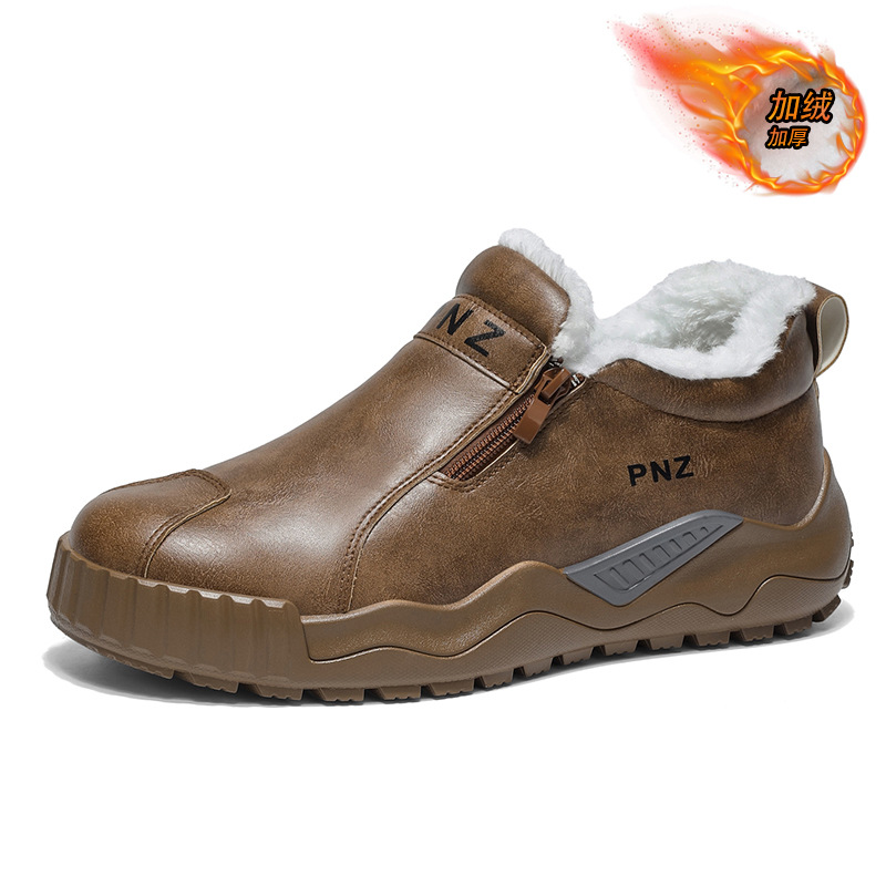 Winter Men's Shoes, Fleece-Lined And Thickened Cotton Shoes, Men's Casual Non-Slip Thick-Soled Cold-Resistant Warm Cotto_vogvips.com
