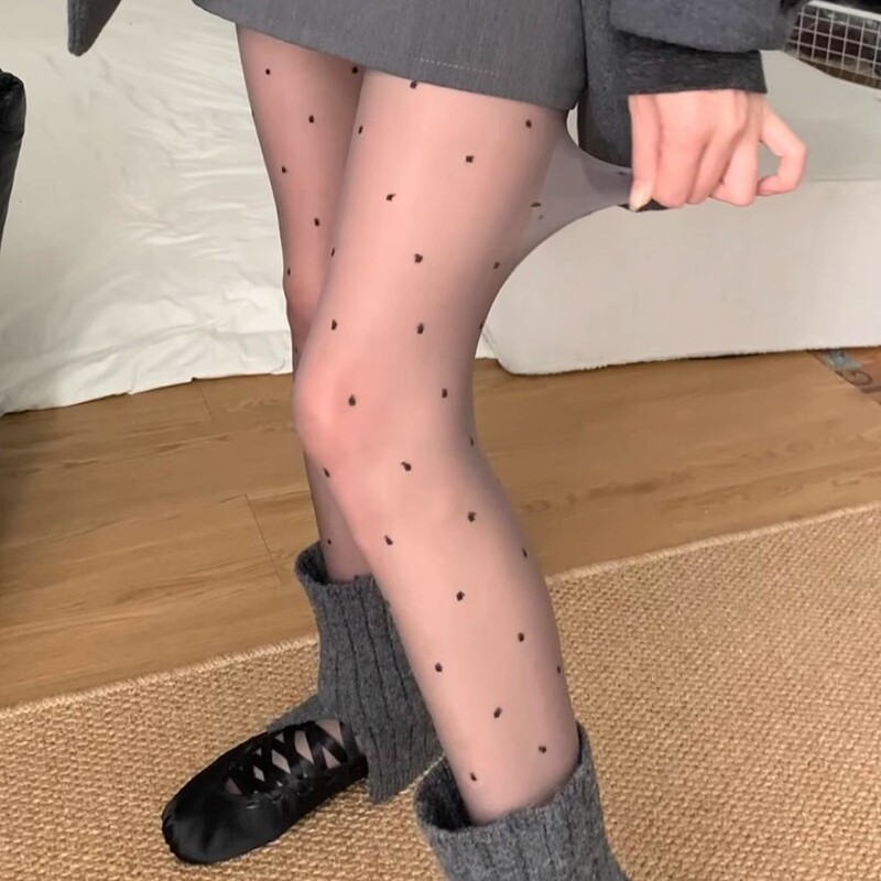 Polka-Dot Stockings Anti-Snatch Pantyhose Ultra-Thin 0D High Transparency Jk White Silk Socks Women's Autumn and Winter Leggings Black Silk