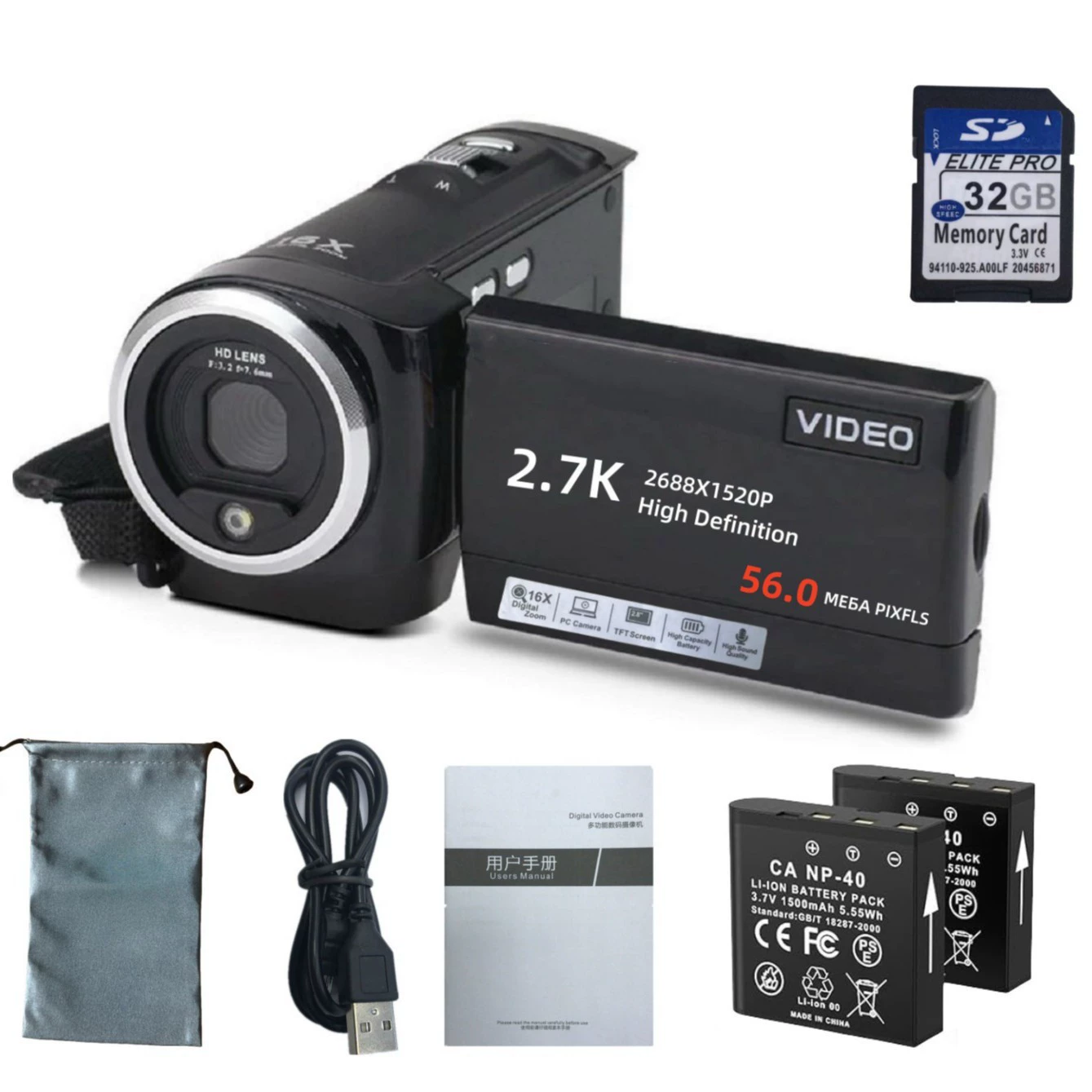 Зарубежные английские товары 2.7K HD 56-мегапиксельная цифровая камера для дома и путешествий студенческая камера 06