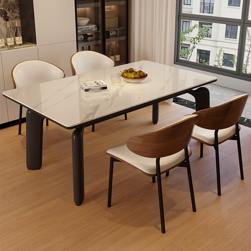 Mesa de comedor de roca de soporte completo, mesa de comedor y silla, combinación doméstica, pequeña casa, retrógrada, simple y moderna mesa de comedor