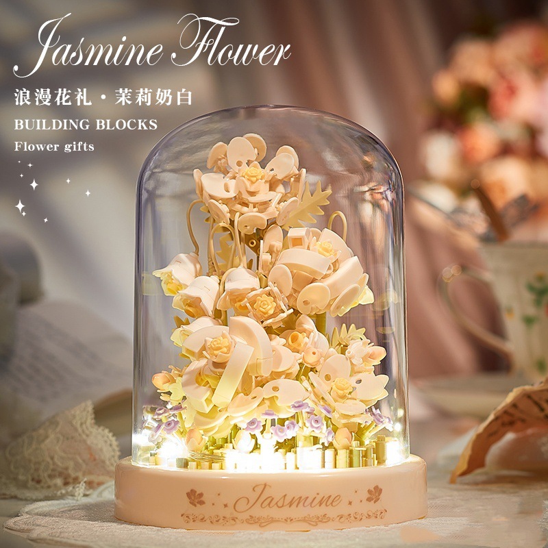 永生积木花束玫瑰花朵diy手工玩具植物盆栽摆件送女孩高级感礼物|undefined