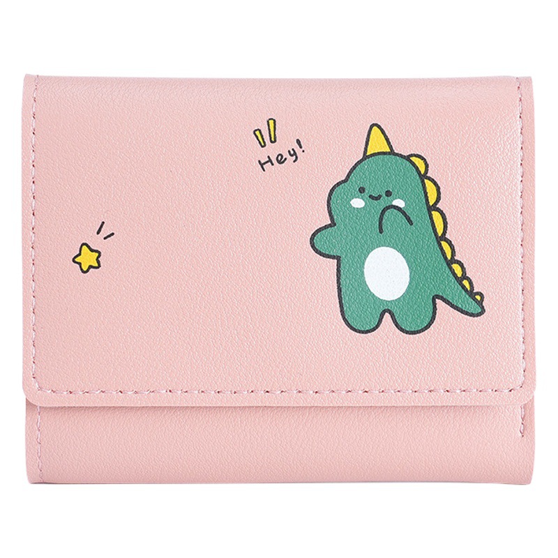 Korean Style Small Wallet Women's Three-fold Short Printed Cute Simple Student's Multi-card Coin Wallet Cartoon Women's Wallet