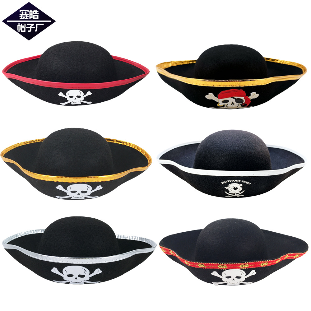 Halloween Pirate Captain Costume Pirate Hat Accessories Pirate Game Performance Hat Caribbean Pirate Captain Hat