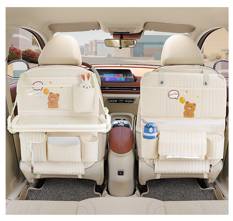 Car Seat Back Storage Bag Cartoon Multifunctional Car Foldableing Small Dining Table Car Seat Back Hanging Storage Box