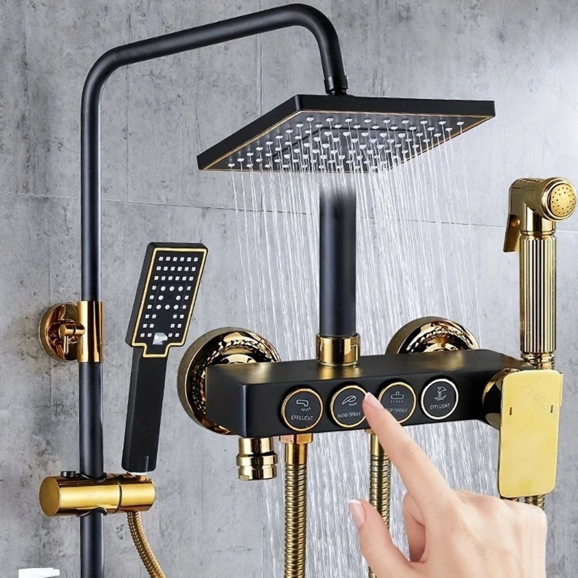 Cuerpo de bronce de ducha conjunto de boquilla presurizada baño doméstico ducha inodoro baño barra de ducha calentador de agua de lluvia baño transfronterizo