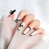 Japanese demi-season metal nail decoration, three dimensional tape heart-shaped, internet celebrity, french style, 5 pieces