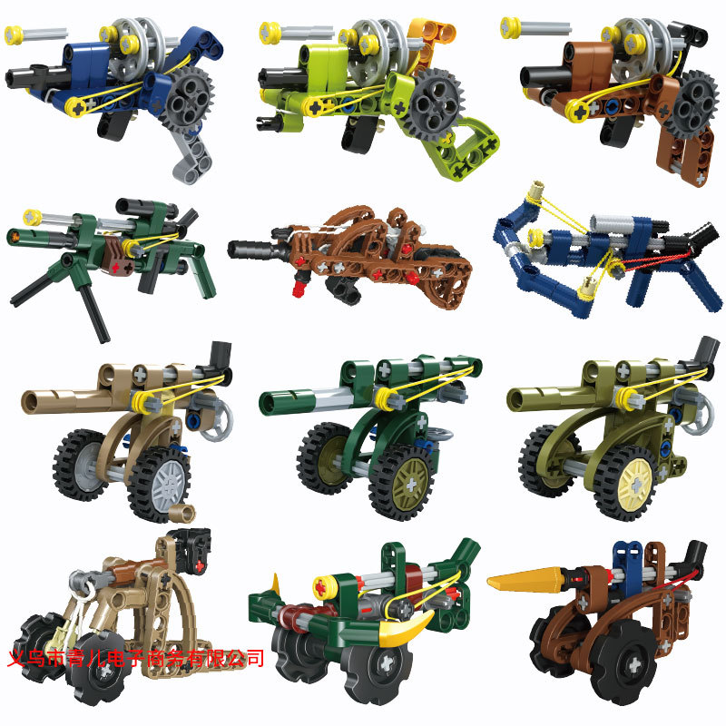 Revolver Educational Building Blocks Children's Puzzle Assembly Pistol Toy Wholesale Can Fire Machine Gun Boys' Gift