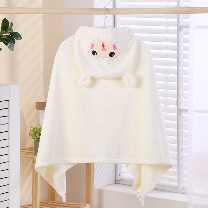 Toalla de baño de terciopelo coral con capucha, poncho absorbente, albornoz con capucha bordado para bebé, manta infantil de dibujos animados. image 10