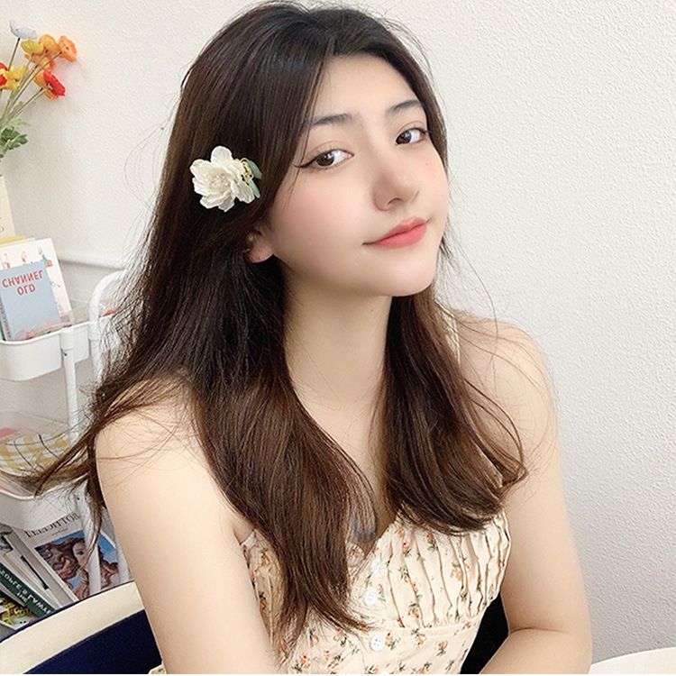 Sweet Pearl Hairpin Korean Super Immortal Camellia Flower Side Clip Internet Celebrity High-grade Side Hairpin Female Bangs Clip_voghion.com
