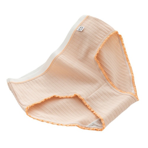 Japanese Morandi girls' underwear simple fungus lace pure cotton crotch shorts mid-waist cute women's briefs