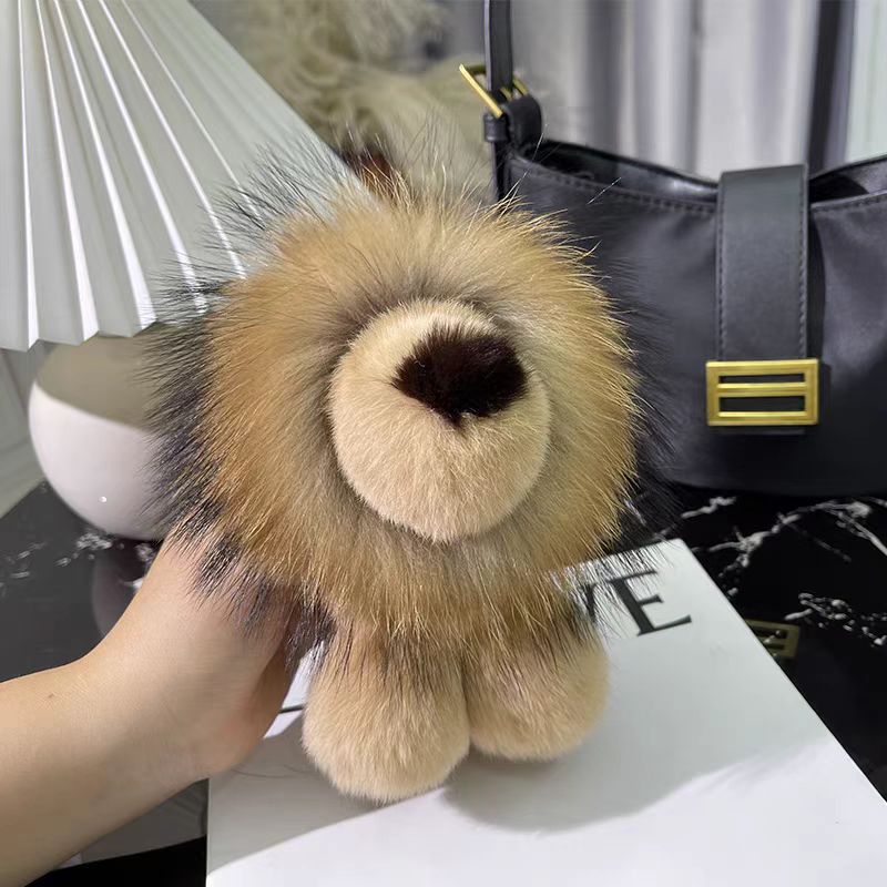 Imitación de visón pequeño león colgante bolso colgante lindo muñeca de peluche Simba llavero de automóvil colgante regalo