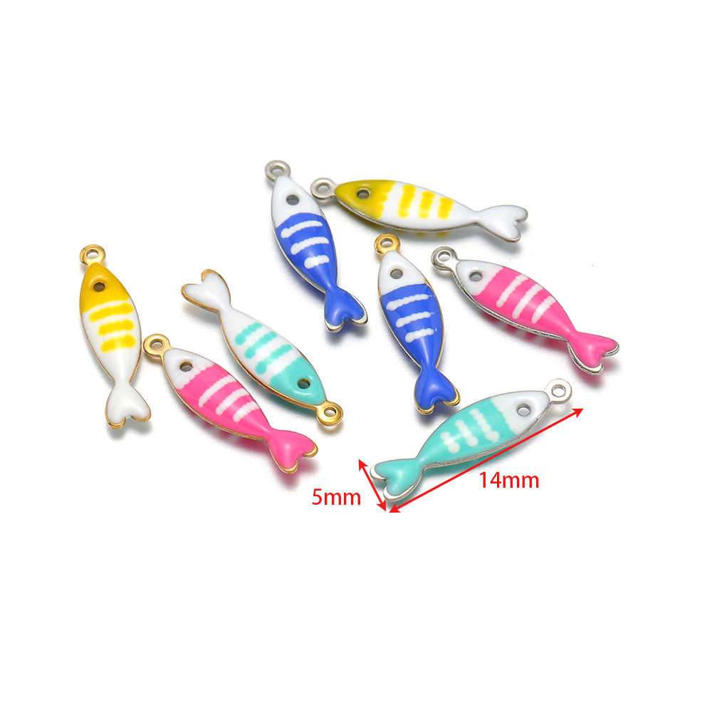 Fish Pattern 20 PCS/Package 5 * 14mm 304 Stainless Steel Fish Pendant