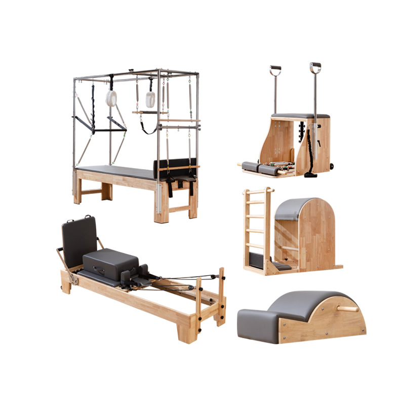 Conjunto de Pilates de cinco piezas, equipos de ejercicios de gran tamaño, ortopedia de cama Cadillac, Pilates de roble de cinco piezas