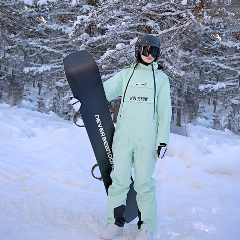 2025 New Model One-Piece Ski Suit for Women, Set with Suspenders, Windproof and Waterproof, Warm Snowboard Jacket and Pants for Men