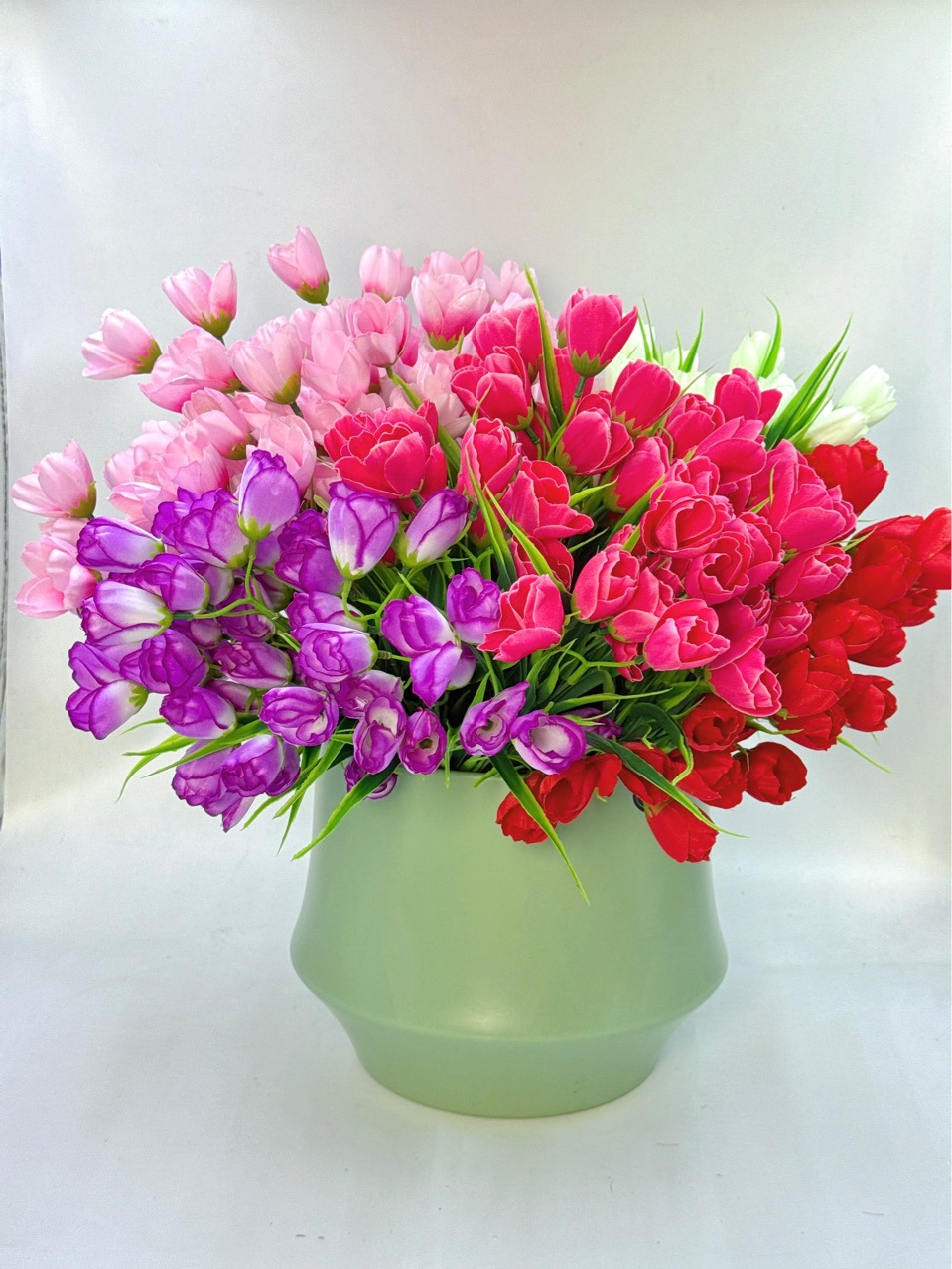 5叉郁金香假花仿真花摆设玫瑰花束客厅摆件绢花插花花艺装饰塑料