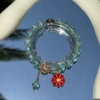Blue string big red pendant daisy bracelet #SZ531