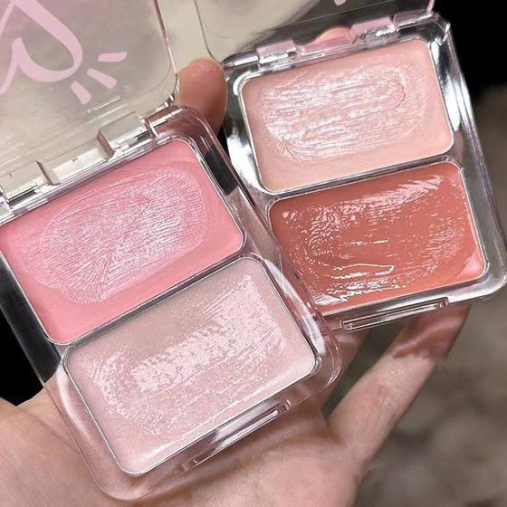 Korean Women's Group Waterlight Blush Plaster Powder Velvet Rabbit Waterlight Blush Plate High Light Blush Chinese Goods Cheap Plain-up Students