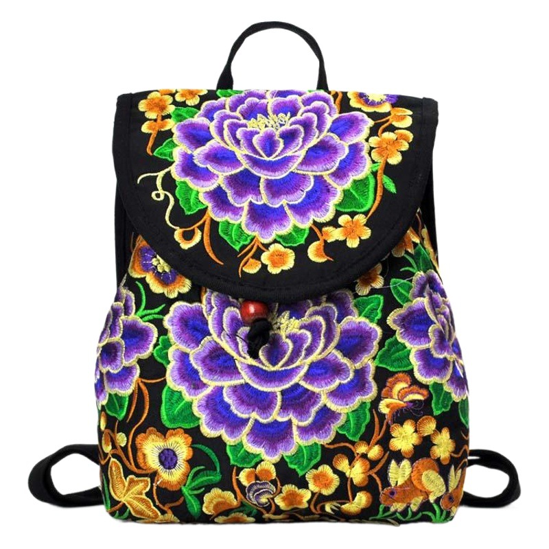 Bolso de estilo étnico bordado Mochila pequeña bolsa de bordado de Yunnan mochila bordada bolsa de mujer bolsa de bordado de comercio exterior al por mayor