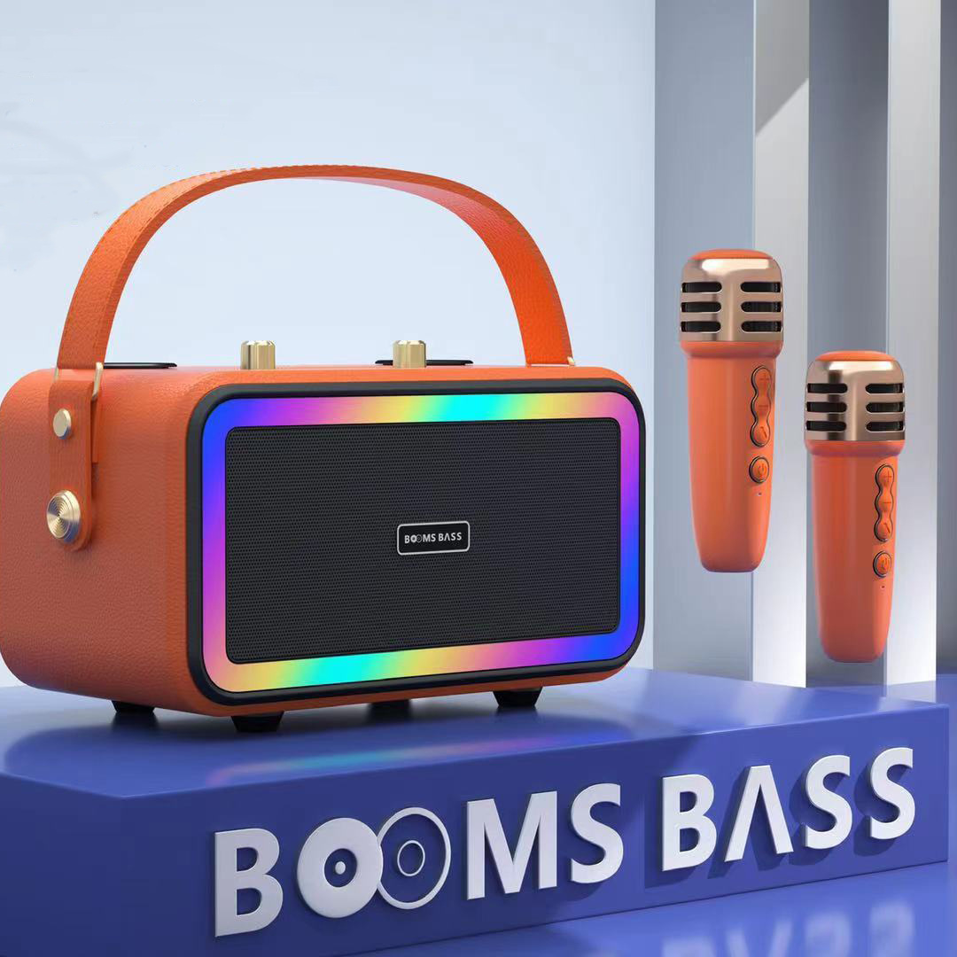 Booms bass M3201蓝牙音响话筒唱歌卡拉OK家用复古音箱无线麦克风